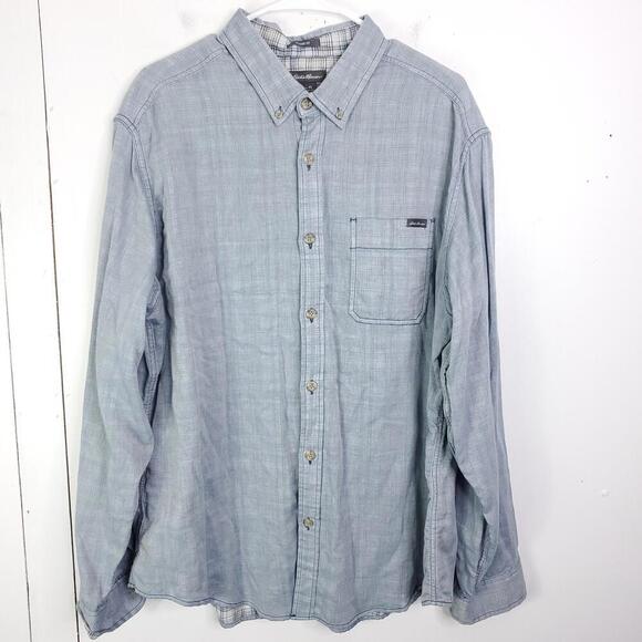 Eddie Bauer Shirt Mens Size XL Classic Fit Button Front Front Pocket Gray - Picture 1 of 9